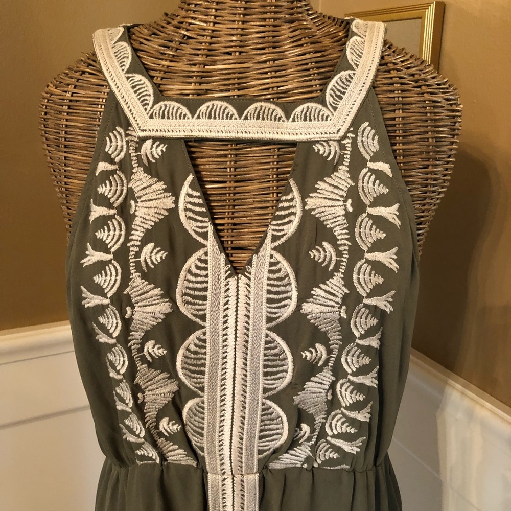 Green Embroidered Maxi Dress